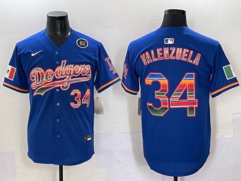 Men 2025 Los Angeles Dodgers #34 Valenzuela Blue Nike MLB Jersey style 6274